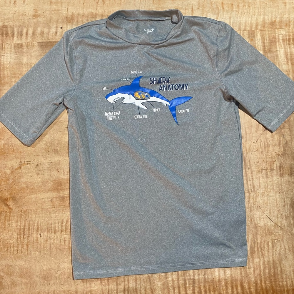 Cat & Jack - boys swim shirt - size youth Large (12/14) - fun shark shirt!